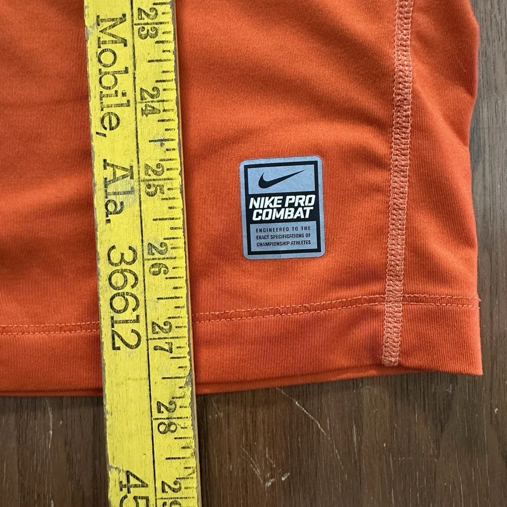 Nike Pro Combat Dri-Fit Compression Long Sleeve Men's XXL Shirt Orange‎